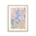 Plakat w ramie 30x40 - Minimalistycznie i Pastelowo - pastelowe kwiaty, na beżowym tle - rama drewno