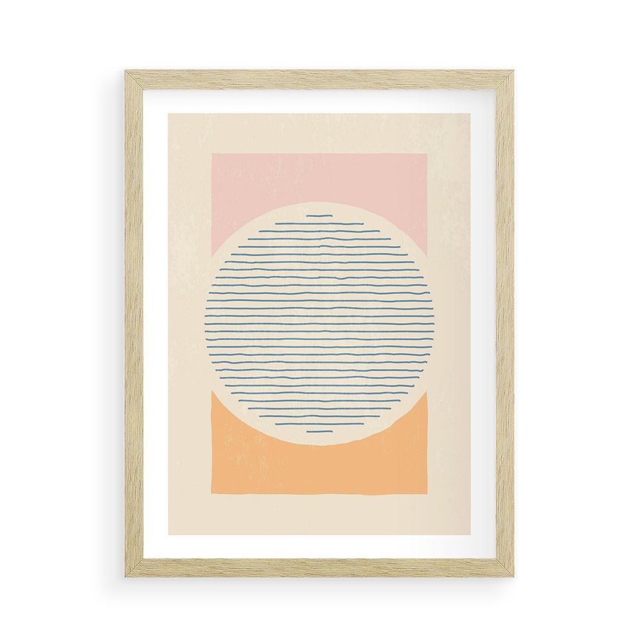 Plakat w ramie 50x70 - Rozbijająca Opowieść - geometryczne kształty, koła - rama drewno