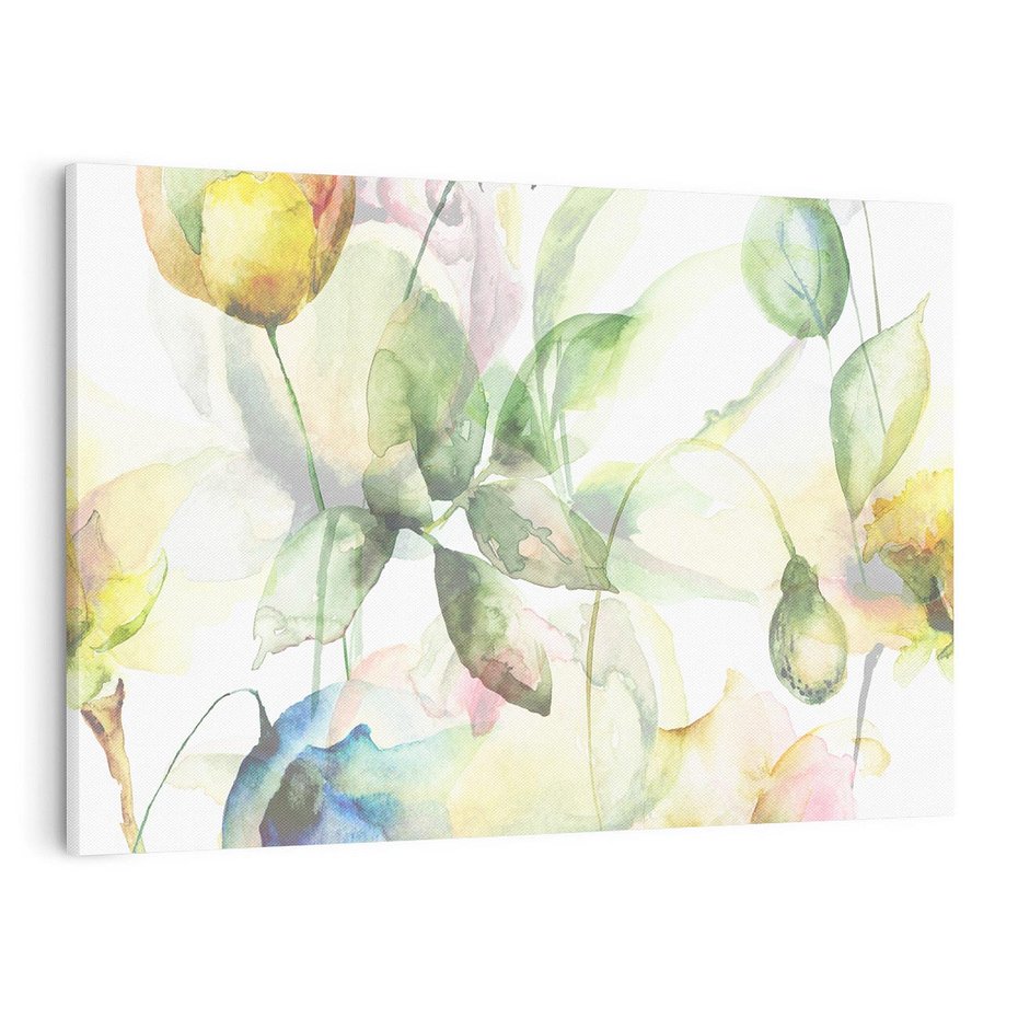 Obraz na płótnie 120x80 - Delikatne Kolory - akwarelowe, kwiaty