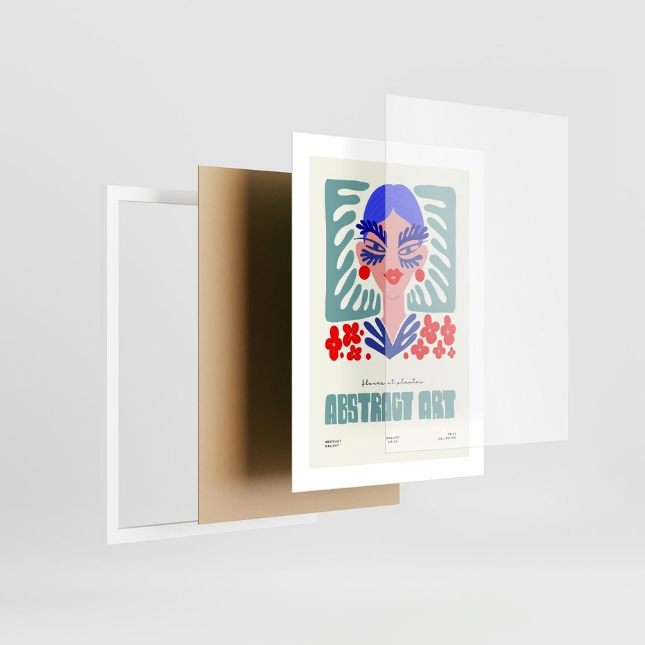 Plakat w ramie 30x40 - Podróżne Impulsy - abstrakcja, kobieta - rama biała