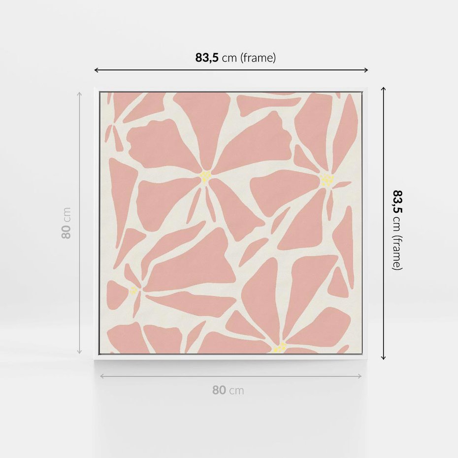 Obraz w ramie 80x80 - Akwarelowe Promienie - abstrakcyjne boho kwiaty, kompozycja - rama biała