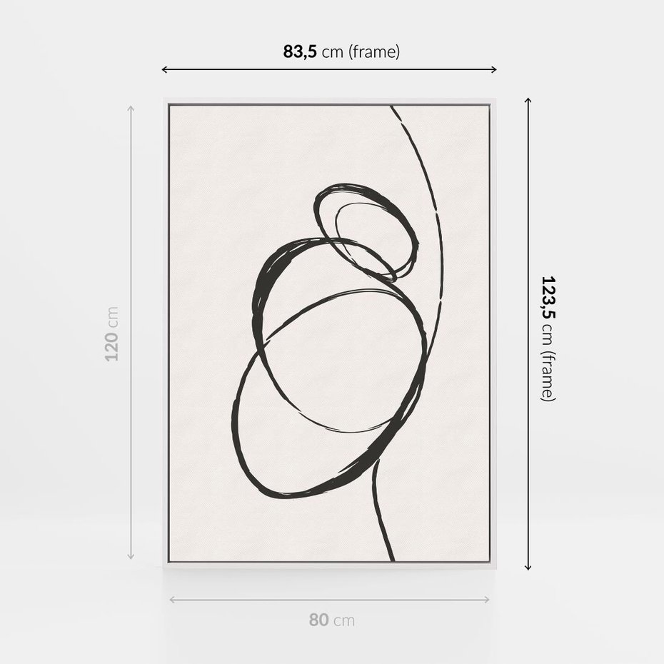 Obraz w ramie 80x120 - Modernistyczne Refleksje - abstrakcyjne szkicowane linie, minimalizm - rama biała