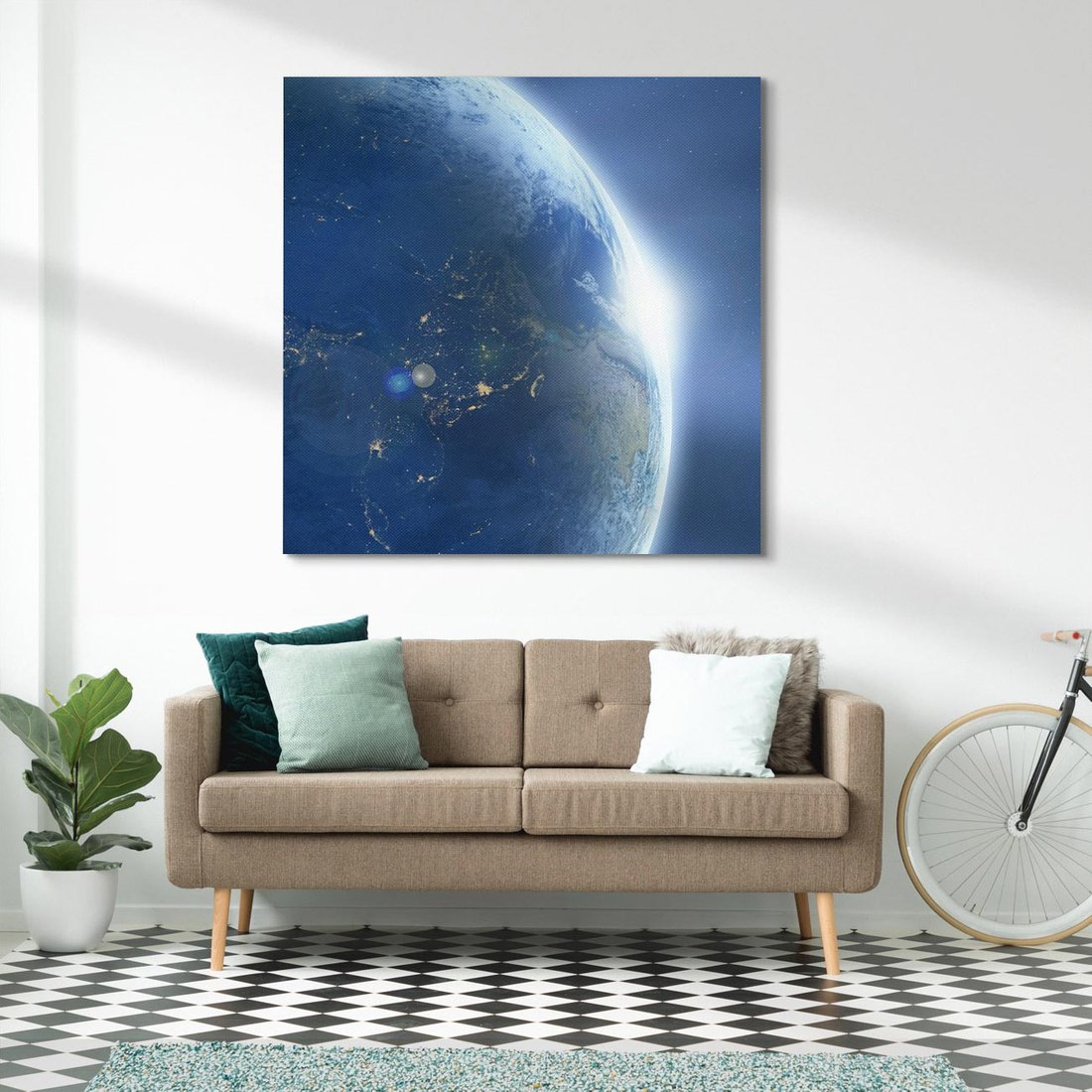 Obraz na płótnie 70x70 - Spotkanie księżyca i Ziemi - księżyc, ziemia
