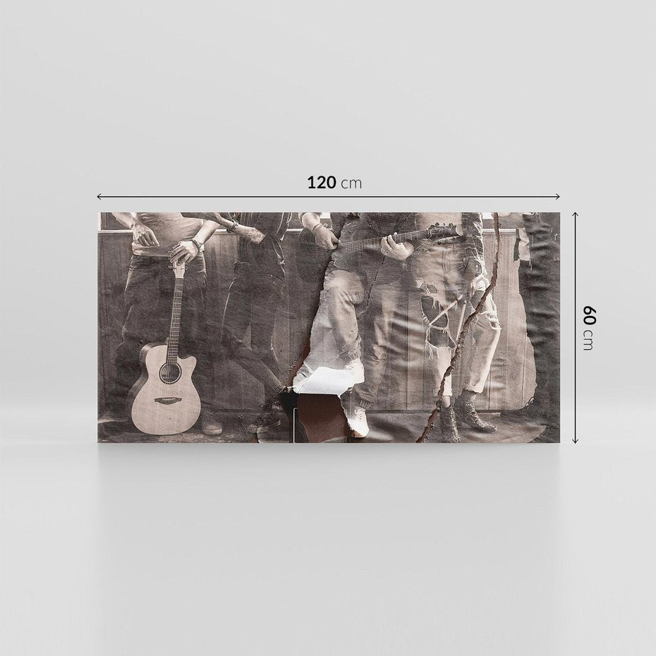 Obraz na płótnie 120x60 - Dźwięki Minionej Ery - postarzona fotografia retro, podarta fotografia