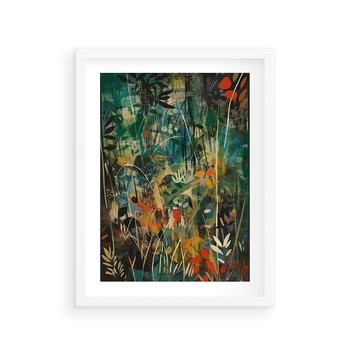 Plakat w ramie 40x50 - Abstrakcyjne Wariacje Form - abstrakcyjny obraz, mnogość kolorów - rama biała