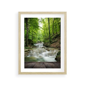 Plakat w ramie 40x50 - Plączący się strumień - rzeka, strumień - rama drewno