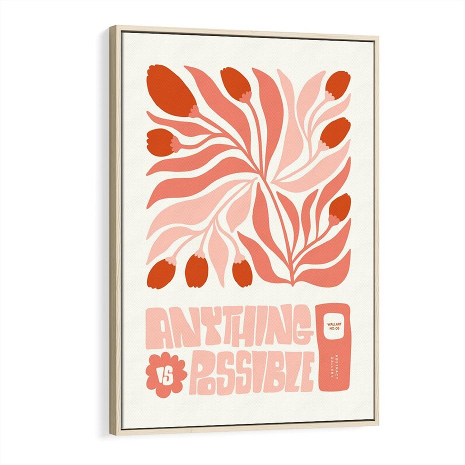 Obraz w ramie 70x100 - Migotliwa Euforia - kompozycja w łososiowym kolorze, kwiaty - rama drewno