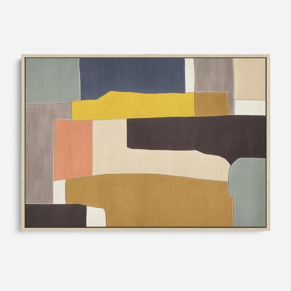 Obraz w ramie 120x80 - Pasy Abstrakcji - kolorowe pasy, plamy koloru - rama drewno