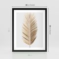 Plakat w ramie 40x50 - Złoty blask palmowego liścia - złota, palma - rama czarna