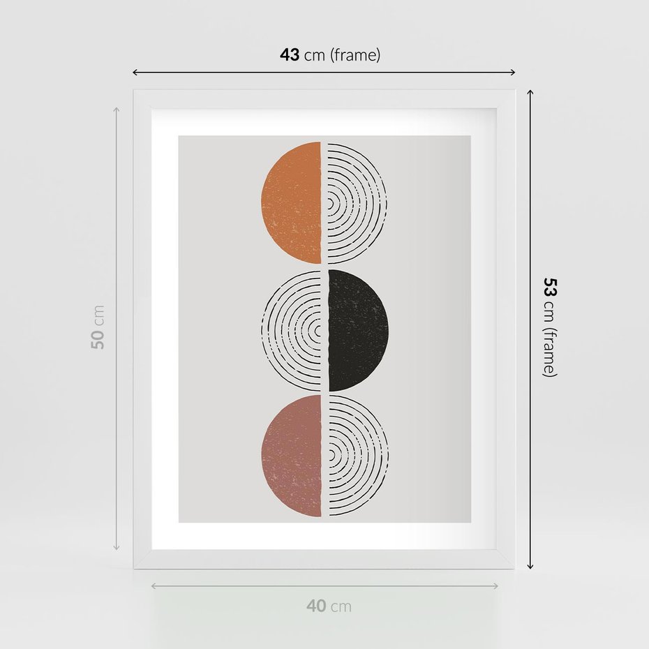 Plakat w ramie 40x50 - Eksperymenty z Geometrią - geometryczny plakat, sztuka nowoczesna - rama biała