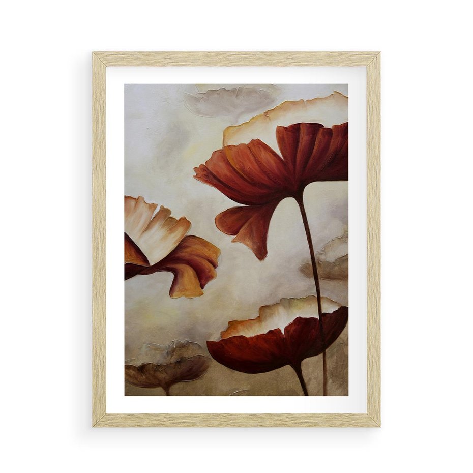 Plakat w ramie 50x70 - Sztuka Kwiatów - kwiaty, sztuka - rama drewno