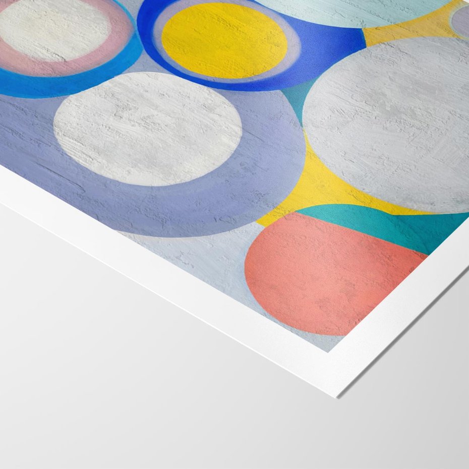 Plakat bez ramy 50x70 - Rozkwitająca Symfonia Serca - abstrakcyjne geometryczne kształty, olejny obraz