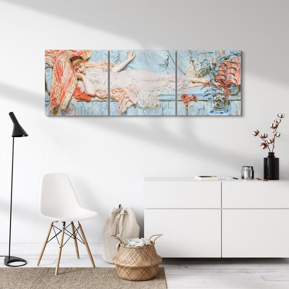 Obraz na płótnie 150x50 - "Lilie" (1866) Albert Joseph Moore - reprodukcja, obraz na płótnie