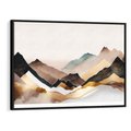 Obraz w ramie 100x70 - Góry Tonące w Pastelach - złote pastelowe góry, akwarela - rama czarna