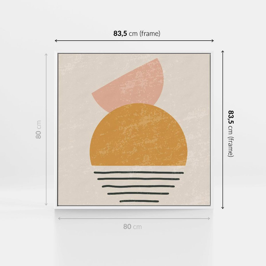 Obraz w ramie 80x80 - Krótka Forma - abstrakcyjna sztuka, boho kształty - rama biała