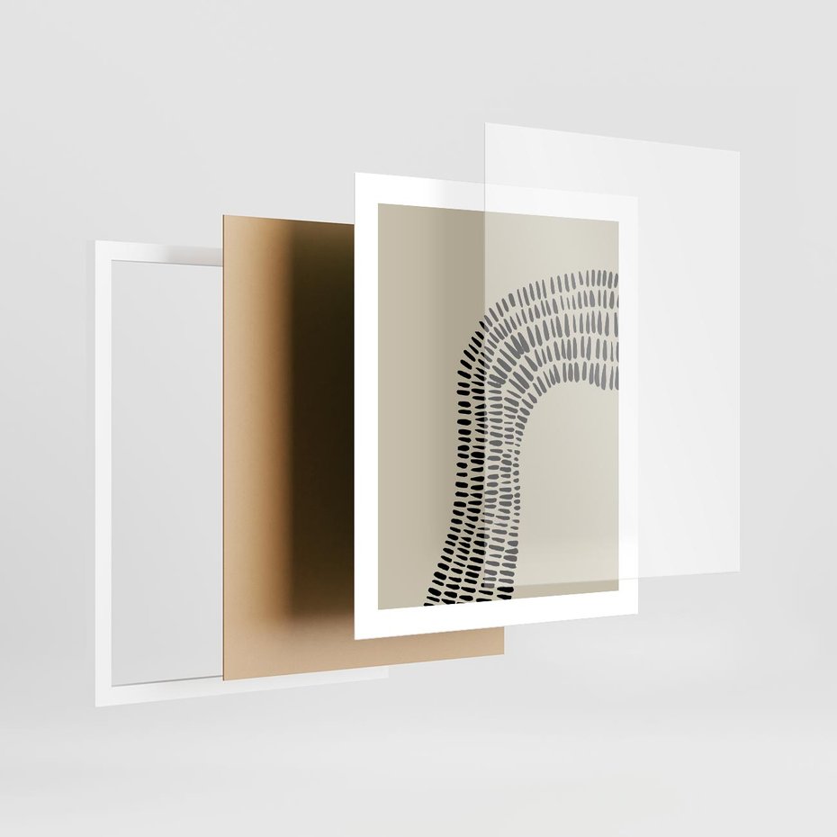 Plakat w ramie 40x50 - Migotliwa Innowacyjna Ekspresja - boho plakat, czarne kropki kreski - rama biała