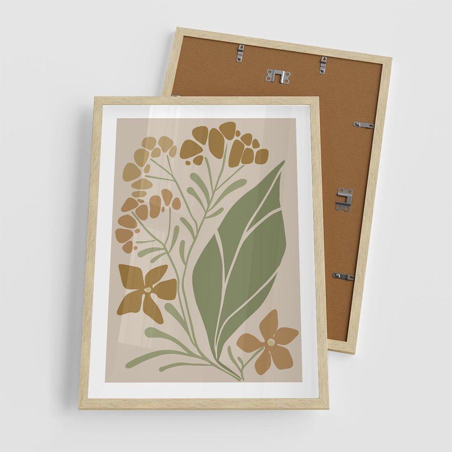Plakat w ramie 50x70 - Subtelność Utajona - nowoczesny plakat, roślinność - rama drewno