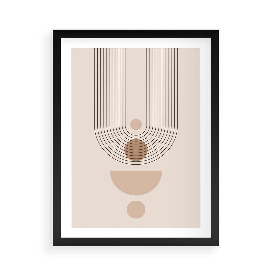 Plakat w ramie 50x70 - Strukturalne Kształty Postępu - boho plakat, minimalizm - rama czarna