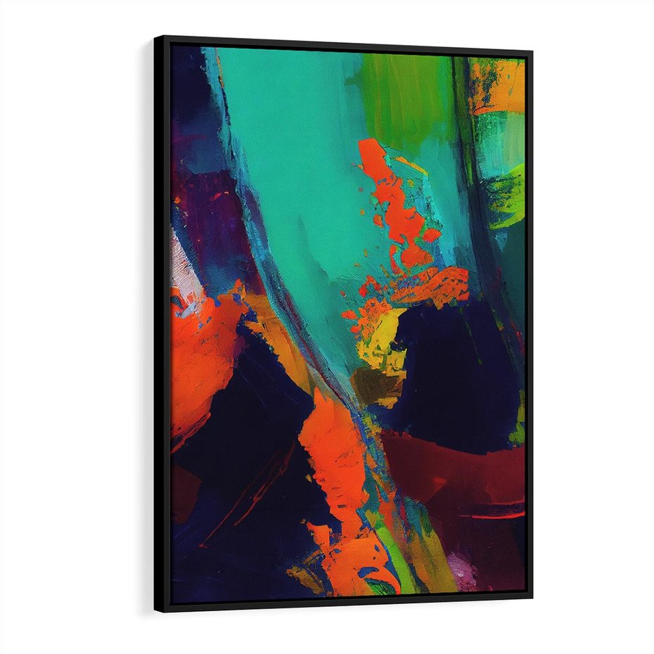 Obraz w ramie 50x70 - Abstrakcyjne wizje czasu - żywe radosne kolory, plamy kolory - rama czarna