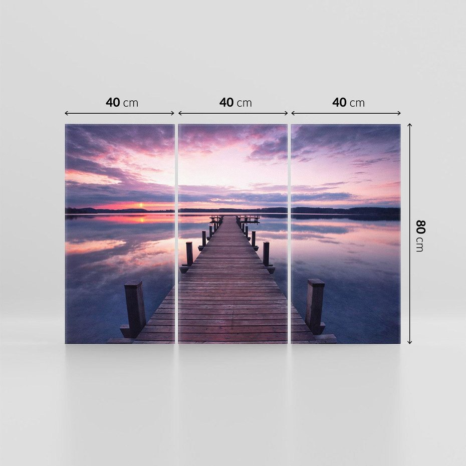 Obraz na płótnie 120x80 - spotkanie przy molo - jezioro, molo