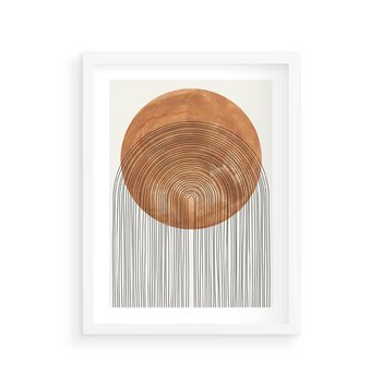 Plakat w ramie 30x40 - Konturem Kształtowane - koło, boho styl - rama biała