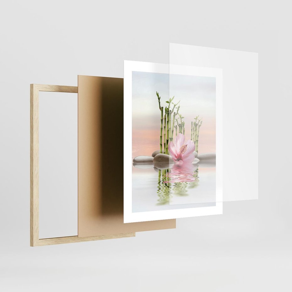Plakat w ramie 40x50 - Harmonia i relaks - spa, bambus - rama drewno