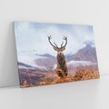 Obraz na płótnie 120x80 - Jeleń w Uśpionym Krajobrazie - jeleń na tle gór, ośnieżone góry