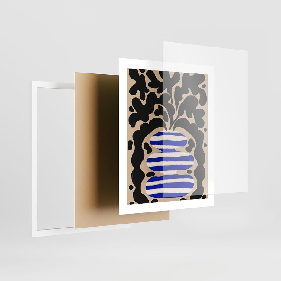 Plakat w ramie 40x50 - Boho Wizje - abstrakcyjny plakat, ciekawe formy - rama biała