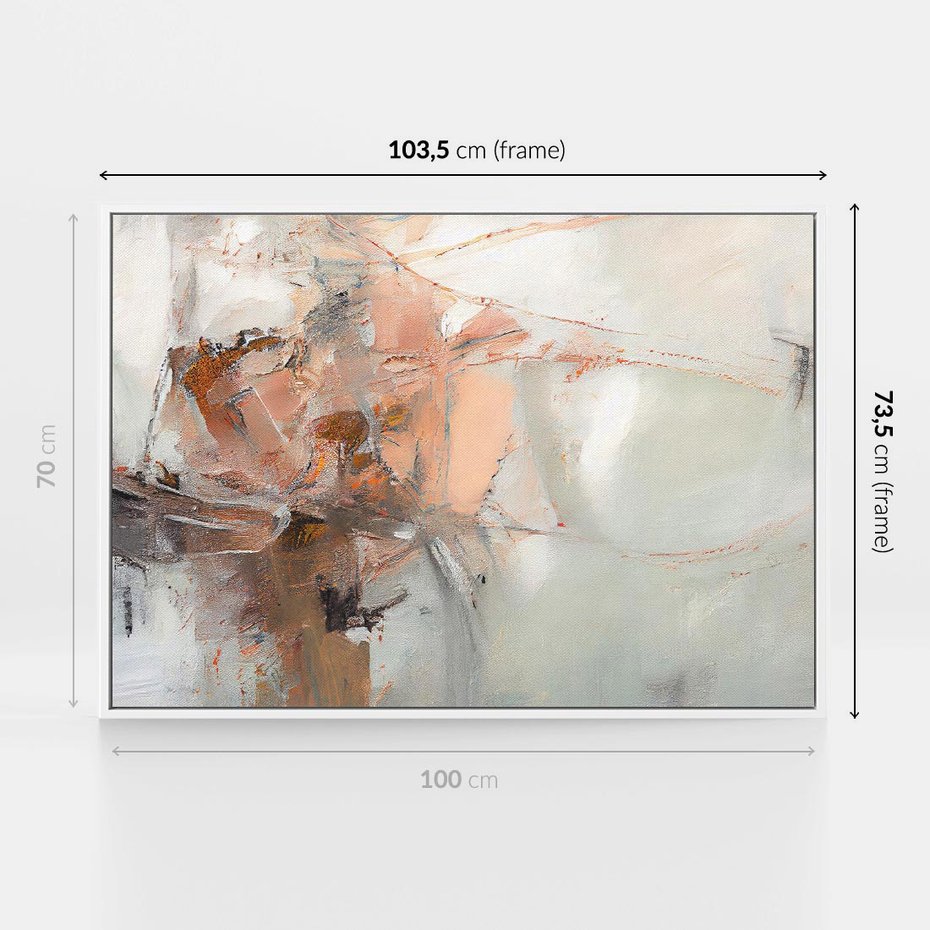 Obraz w ramie 100x70 - Taniec księżycowego pyłu - abstrakcja, tekstury farb - rama biała