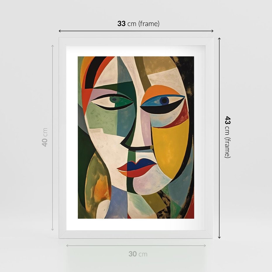 Plakat w ramie 30x40 - Kolorowe Dziwne Wyobrażenia - abstrakcyjny obraz, olejny - rama biała