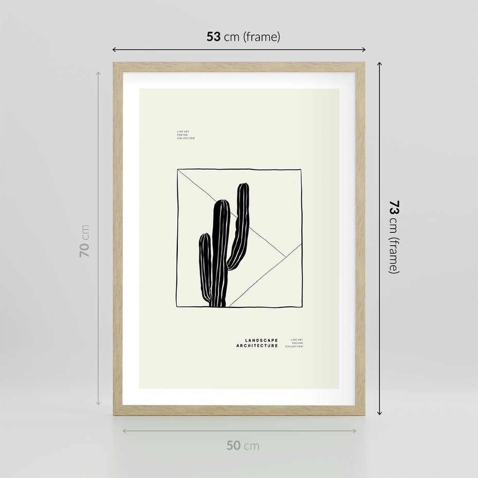 Plakat w ramie 50x70 - Zaklęta roślinna ekspresja - nowoczesna sztuka, minimalistyczny styl - rama drewno