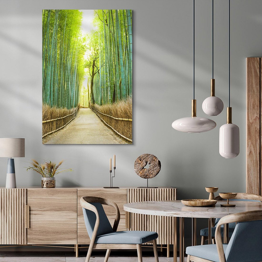 Obraz na płótnie 70x100 - Droga przez japoński bambusowy las - droga, japonia