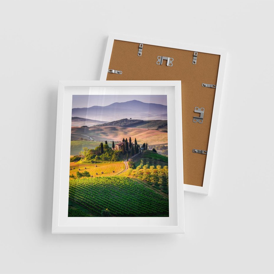 Plakat w ramie 40x50 - Pejzaż w perspektywie - pejzaż, perspektywa - rama biała