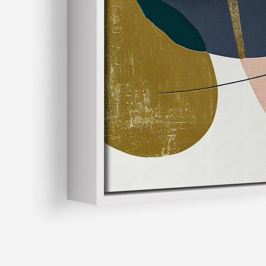 Obraz w ramie 50x50 - Złoto Granatu - abstrakcyjne plamy koloru, złoto - rama biała
