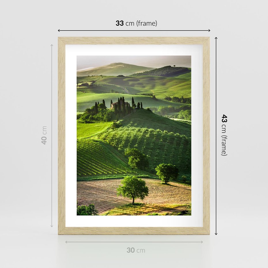 Plakat w ramie 30x40 - Pejzaż Widoczek - widoczek, pejzaż - rama drewno