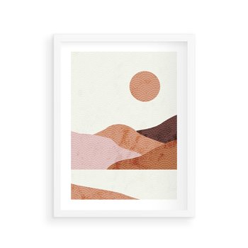 Plakat w ramie 50x70 - Górskie Wzory - nowoczesna sztuka, góry - rama biała
