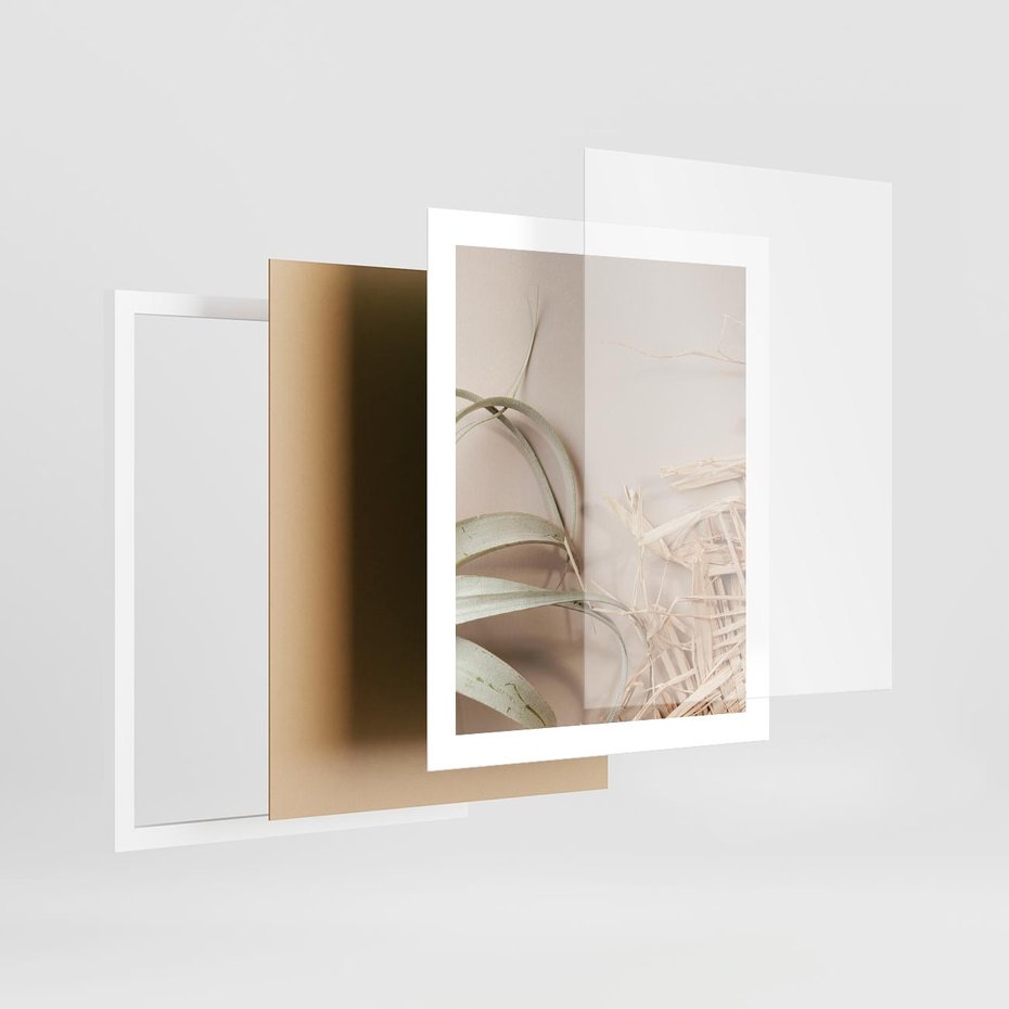 Plakat w ramie 40x50 - Boho urok suchych liści - suche, liście - rama biała