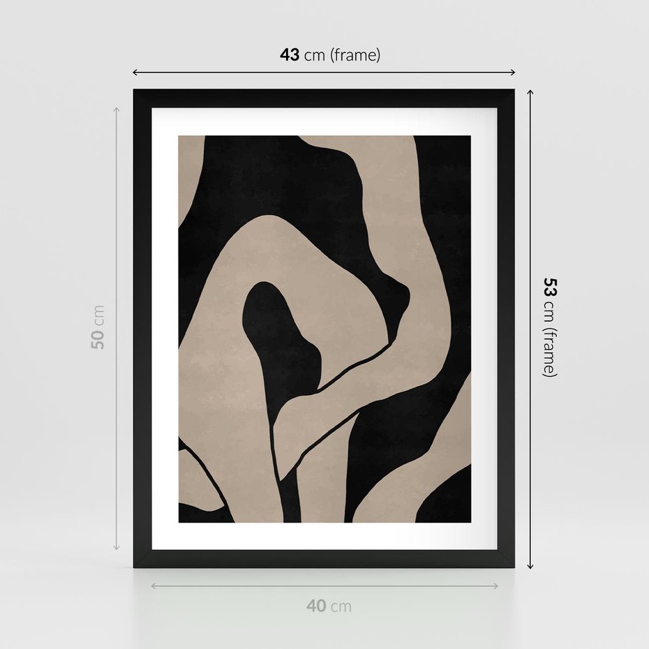 Plakat w ramie 40x50 - Nocne Pochłonięcia - abstrakcyjne linie, mroczny plakat - rama czarna