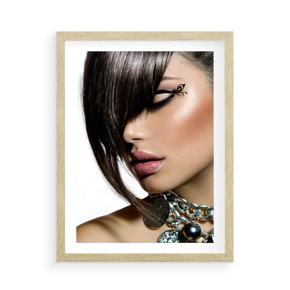 Plakat w ramie 50x70 - Kobieca Fryzura w Ruchu - fryzura, kobieta - rama drewno