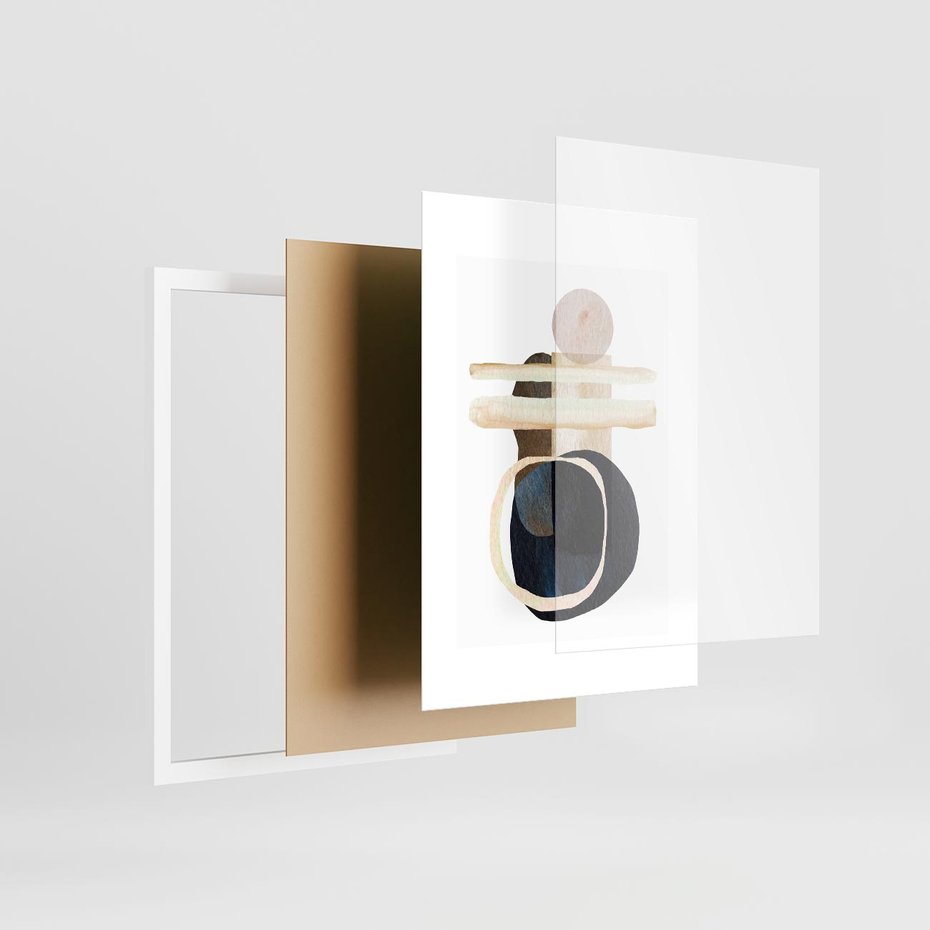 Plakat w ramie 50x70 - Wibracje Natury - abstrakcja, akwarelowe plamy - rama biała