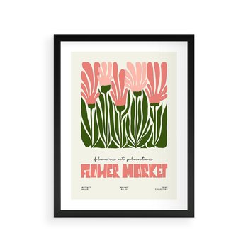 Plakat w ramie 40x50 - Symfonia Kolorowych Kształtów - nowoczesna grafika, kwiatowa kompozycja - rama czarna