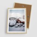 Plakat w ramie 50x70 - Zimowa Idylla w Górach - zima w górach, ośnieżone góry - rama drewno