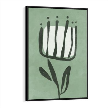 Obraz w ramie 70x100 - Objęcia Zieleni - zielona abstrakcja, zgaszona zieleń - rama czarna