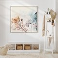 Obraz w ramie 80x80 - Nostalgiczne tańce pędzla - akwarelowe kwiaty, gałęzie - rama drewno