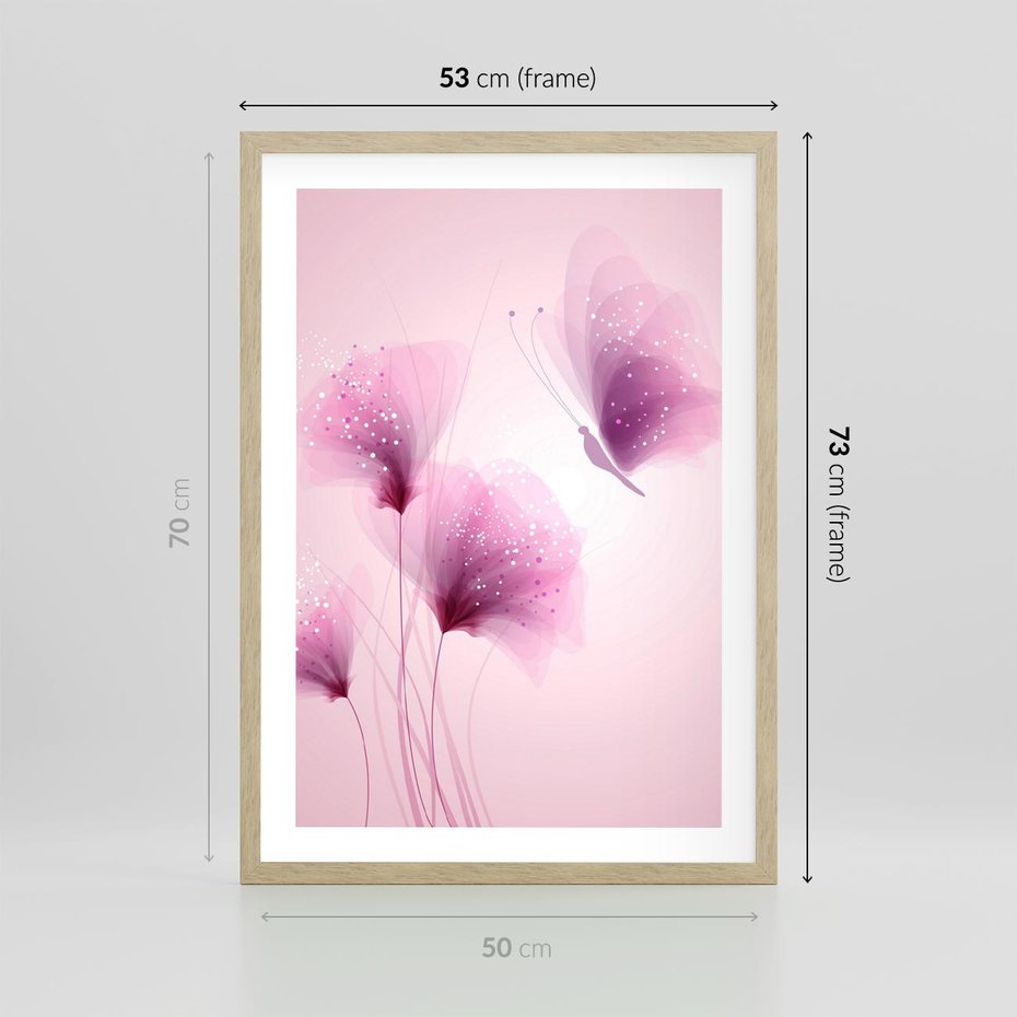 Plakat w ramie 50x70 - Akwarelowe Kwiaty w Pastelach - kwiaty, akwarelowe - rama drewno