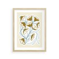 Plakat w ramie 30x40 - Wibracje Widzenia - abstrakcyjne beżowe kwiaty, elegancka kompozycja - rama drewno