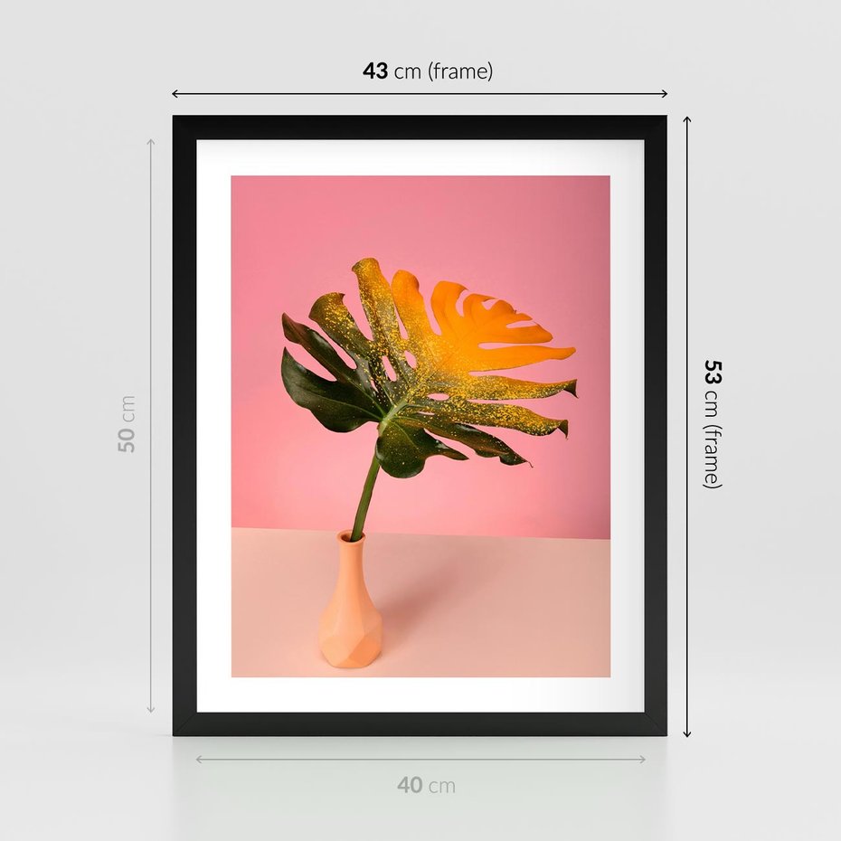 Plakat w ramie 40x50 - Egzotyczna monstera - monstera, liść - rama czarna