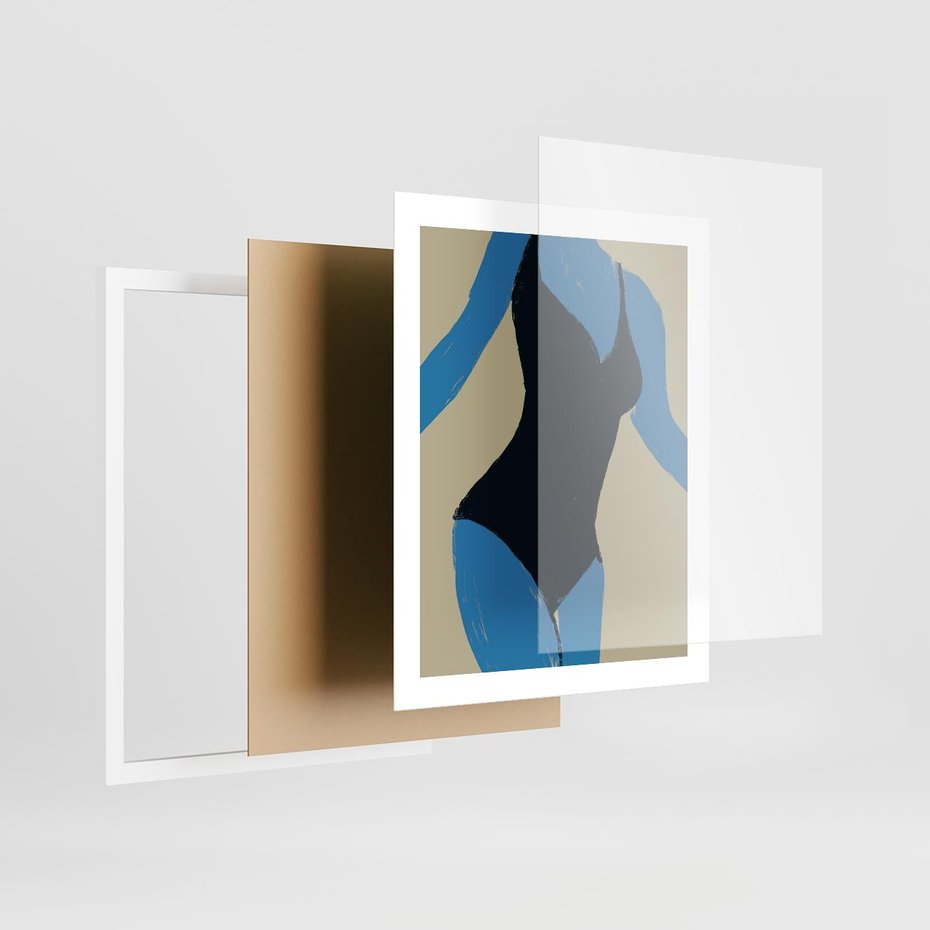 Plakat w ramie 40x50 - Zaklęta Kompozycja - abstrakcyjny plakat, nowoczesna sztuka - rama biała