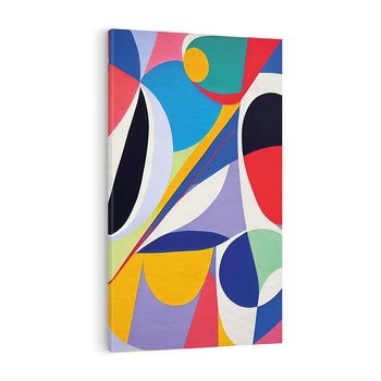 Obraz na płótnie 50x70 - Kolorowe Przesunięcia Kształtów - abstrakcyjny obraz olejny, żywe kolory