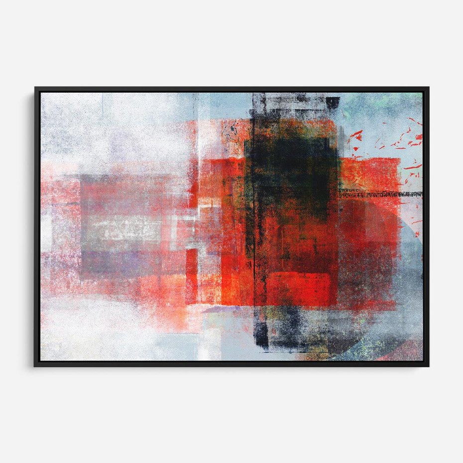 Obraz w ramie 100x70 - Burza Emocji - wyrazista abstrakcyjna sztuka, dramatyzm - rama czarna